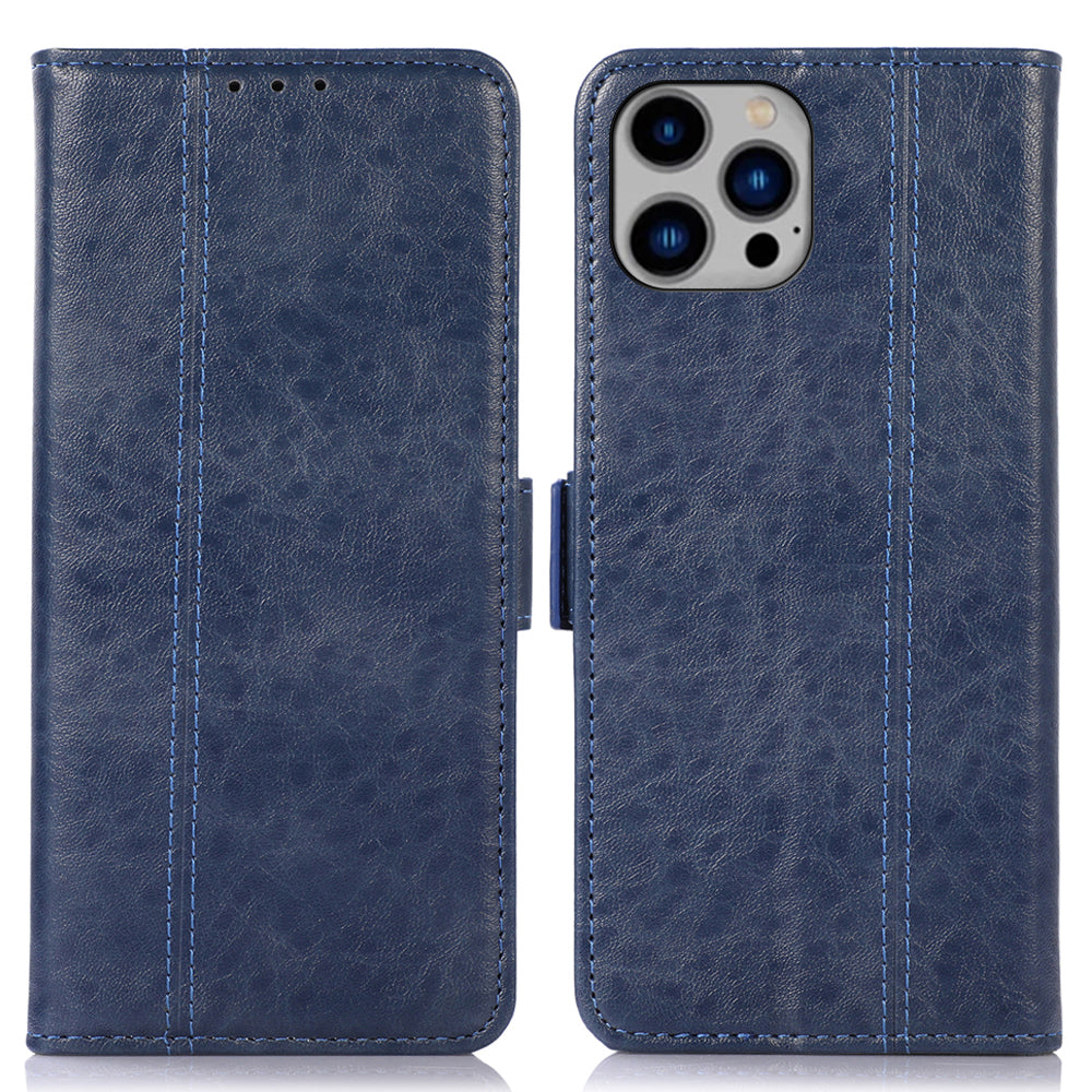 For iPhone 15 Pro Flip Stand Cover Wallet PU Leather Dual Magnetic Clasp Stand Crazy Horse Texture Phone Case For iPhone 15 Pro Flip Stand Cover Wallet PU Leather Dual Magnetic Clasp Stand Crazy Horse Texture Phone Case